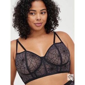 TORRID Strappy Underwire Longline Bralette - Mesh Webs Black